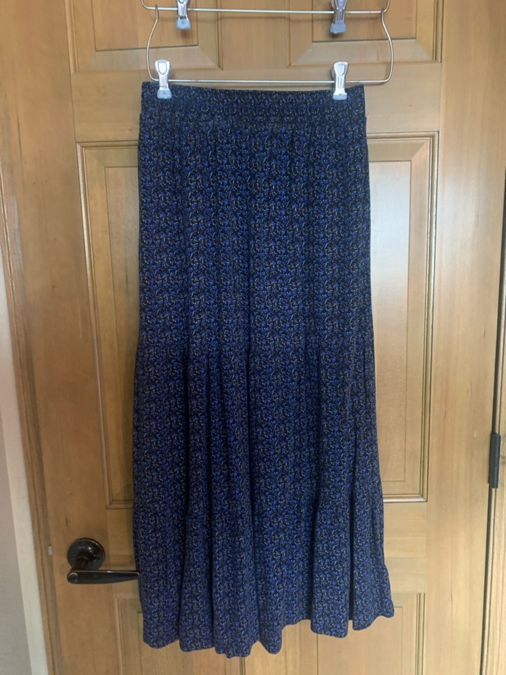 Blue Floral Tiered Maxi Skirt